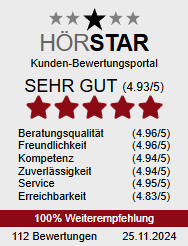 Bild von einem Siegel mit den Bewertungen bei Hörstar
